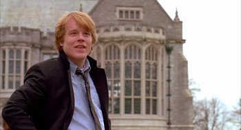 Movie still from “Scent of a Woman” (1992), directed by Martin Brest – A man standing in front of an old building; Medium shot, Low angle