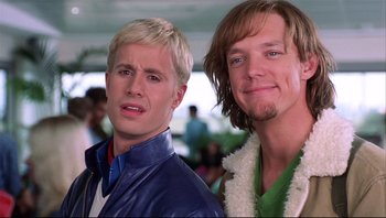 Movie still from “Scooby-Doo” (2002), directed by Raja Gosnell – A couple of men standing next to each other; Close Up shot, Low angle