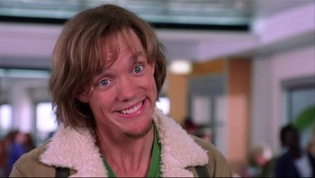 Movie still from “Scooby-Doo” (2002), directed by Raja Gosnell – A person with a goofy face; Close Up shot, Low angle