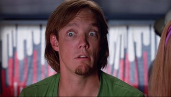 Movie still from “Scooby-Doo” (2002), directed by Raja Gosnell – A person with his mouth wide open; Close Up shot, Low angle