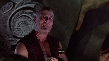 Movie still from “Scooby-Doo” (2002), directed by Raja Gosnell – An older man with an evil look on his face; Close Up shot, Low angle