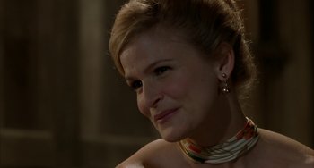 Movie still from “Secondhand Lions” (2003), directed by Tim McCanlies – A person wearing a necklace; Close Up shot, Over the shoulder angle