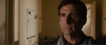Movie still from “Seeking a Friend for the End of the World” (2012), directed by Lorene Scafaria – A person looking at the camera; Close Up shot, Over the shoulder angle