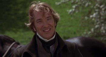 Movie still from “Sense and Sensibility” (1995), directed by Ang Lee – A person wearing a suit and tie; Close Up shot, Low angle
