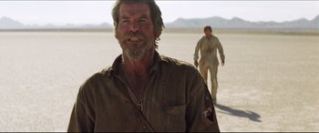Movie still from “Seraphim Falls” (2006), directed by David Von Ancken – A man with a long beard and a man with a long beard and a man with a long beard; Medium shot, Low angle