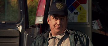 Movie still from “Session 9” (2001), directed by Brad Anderson – A person wearing a hat; Close Up shot, Low angle