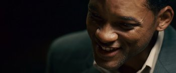 Movie still from “Seven Pounds” (2008), directed by Gabriele Muccino – A man's face with his mouth wide open; Extreme Close Up shot, Over the shoulder angle
