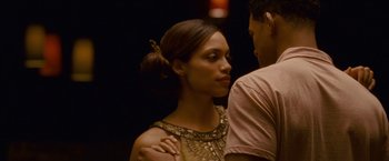 Movie still from “Seven Pounds” (2008), directed by Gabriele Muccino – A man and a woman standing next to each other; Close Up shot, Over the shoulder angle