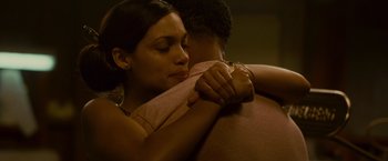Movie still from “Seven Pounds” (2008), directed by Gabriele Muccino – A man and a woman embracing each other; Close Up shot, Over the shoulder angle
