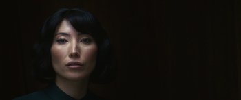 Movie still from “Severance” (2022), created by Dan Erickson – A person with short hair; Close Up shot, Low angle