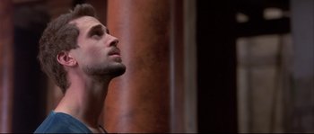 Movie still from “Shakespeare in Love” (1998), directed by John Madden – A person with his eyes closed; Close Up shot, Low angle