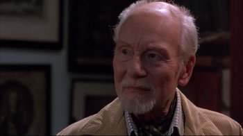 Movie still from “Shine” (1996), directed by Scott Hicks – An old man with a beard and a mustache; Close Up shot, Low angle