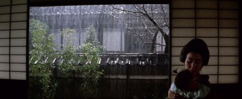 Movie still from “Shogun Assassin” (1980), directed by Kenji Misumi – A tree in the middle of a rain storm; Wide shot, Low angle