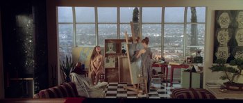 Movie still from “Short Cuts” (1993), directed by Robert Altman – Two women are painting in an art studio; Wide shot, High angle