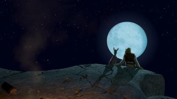 Movie still from “Shrek” (2001), directed by Vicky Jenson – Wide shot, Low angle