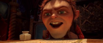 Movie still from “Shrek Forever After” (2010), directed by Mike Mitchell – An image of an animated character with green eyes; Extreme Close Up shot, High angle