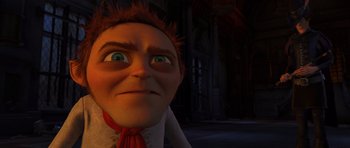 Movie still from “Shrek Forever After” (2010), directed by Mike Mitchell – An animated character is looking up at the sky; Close Up shot, Low angle