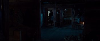 Movie still from “Siberia” (2020), directed by Abel Ferrara – A person standing in a dark room looking out a window; Wide shot, High angle
