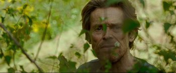 Movie still from “Siberia” (2020), directed by Abel Ferrara – A person looking at the camera; Close Up shot, Over the shoulder angle