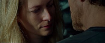 Movie still from “Siberia” (2020), directed by Abel Ferrara – A person with their eyes closed; Extreme Close Up shot, Over the shoulder angle