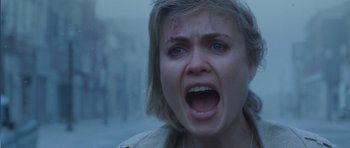 Movie still from “Silent Hill” (2006), directed by Christophe Gans – A person with blood on their face; Close Up shot, Low angle