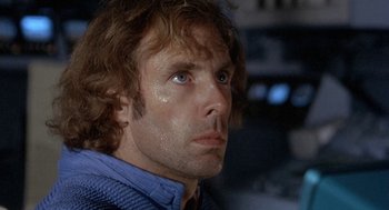 Movie still from “Silent Running” (1972), directed by Douglas Trumbull – A person with wet hair; Close Up shot, Low angle