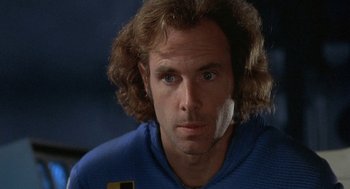 Movie still from “Silent Running” (1972), directed by Douglas Trumbull – A person with long hair; Close Up shot, Low angle