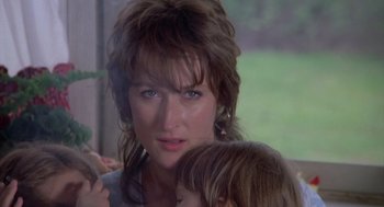 Movie still from “Silkwood” (1983), directed by Mike Nichols – A woman and a child; Close Up shot, Over the shoulder angle
