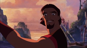 Movie still from “Sinbad: Legend of the Seven Seas” (2003), directed by Tim Johnson – A character from the disney movie the hunchback of notre dame; Close Up shot, Low angle