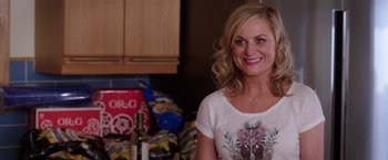 Movie still from “Sisters” (2015), directed by Jason Moore – A person in a kitchen; Close Up shot, Over the shoulder angle