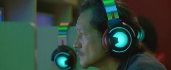 A person wearing headphones