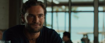 Movie still from “Snatched” (2017), directed by Jonathan Levine – A person wearing a blue shirt; Close Up shot, Over the shoulder angle