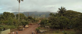 Movie still from “Snatched” (2017), directed by Jonathan Levine – A dirt road that has some trees on the side of the road; Extreme Wide shot, High angle