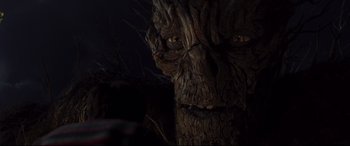 Movie still from “A Monster Calls” (2016), directed by J.A. Bayona – The face of an old tree; Close Up shot, Low angle