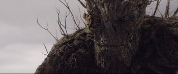 Movie still from “A Monster Calls” (2016), directed by J.A. Bayona – The face of a tree; Close Up shot, Low angle