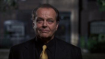 Movie still from “Something's Gotta Give” (2003), directed by Nancy Meyers – An older man in a suit and yellow tie; Close Up shot, Low angle
