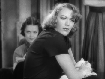 Movie still from “Stage Door” (1937), directed by Gregory La Cava – Two women sitting in front of each other in a room; Close Up shot, Over the shoulder angle
