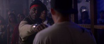 Movie still from “Step Up” (2006), directed by Anne Fletcher – A man looking at himself in the mirror; Close Up shot, Over the shoulder angle