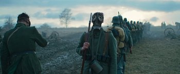 Movie still from “All Quiet on the Western Front” (2022), directed by Edward Berger – Medium shot, Low angle