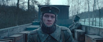 Movie still from “All Quiet on the Western Front” (2022), directed by Edward Berger – Close Up shot, Low angle