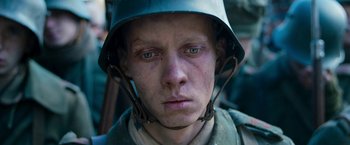 Movie still from “All Quiet on the Western Front” (2022), directed by Edward Berger – Close Up shot, Overhead angle