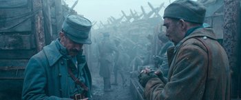Movie still from “All Quiet on the Western Front” (2022), directed by Edward Berger – Medium shot, Low angle
