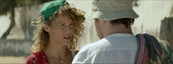 Movie still from “Suntan” (2016), directed by Argyris Papadimitropoulos – A man and a woman talking to each other; Close Up shot, Over the shoulder angle