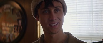 Movie still from “Super Dark Times” (2017), directed by Kevin Phillips – A person wearing a hat; Close Up shot, Low angle