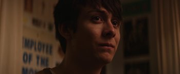Movie still from “Super Dark Times” (2017), directed by Kevin Phillips – A person's face in the dark; Close Up shot, Low angle