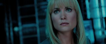 Movie still from “Surrogates” (2009), directed by Jonathan Mostow – A person with blue eyes; Close Up shot, Low angle