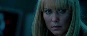 Movie still from “Surrogates” (2009), directed by Jonathan Mostow – A person with blue eyes; Close Up shot, Low angle