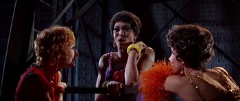 Movie still from “Sweet Charity” (1969), directed by Bob Fosse – A group of women standing next to each other; Medium shot, Low angle