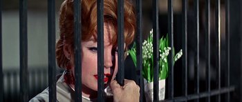Movie still from “Sweet Charity” (1969), directed by Bob Fosse – A person behind a fence; Close Up shot, Low angle