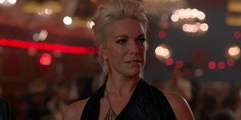 Movie still from “Ted Lasso” (2020), created by Brendan Hunt – A person wearing a dress; Close Up shot, Over the shoulder angle